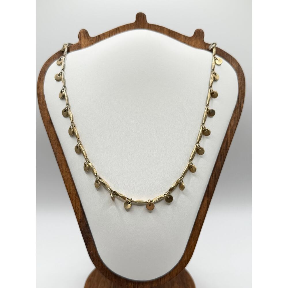Dainty Gold‑Tone Disc Necklace – Minimalist Everyday Layer (8" Drop)